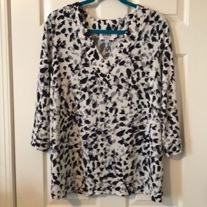 Navy and white tunic top